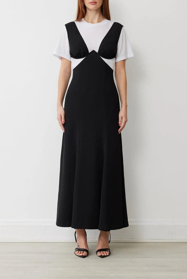MAGGIE DRESS IN NOIR/WHITE