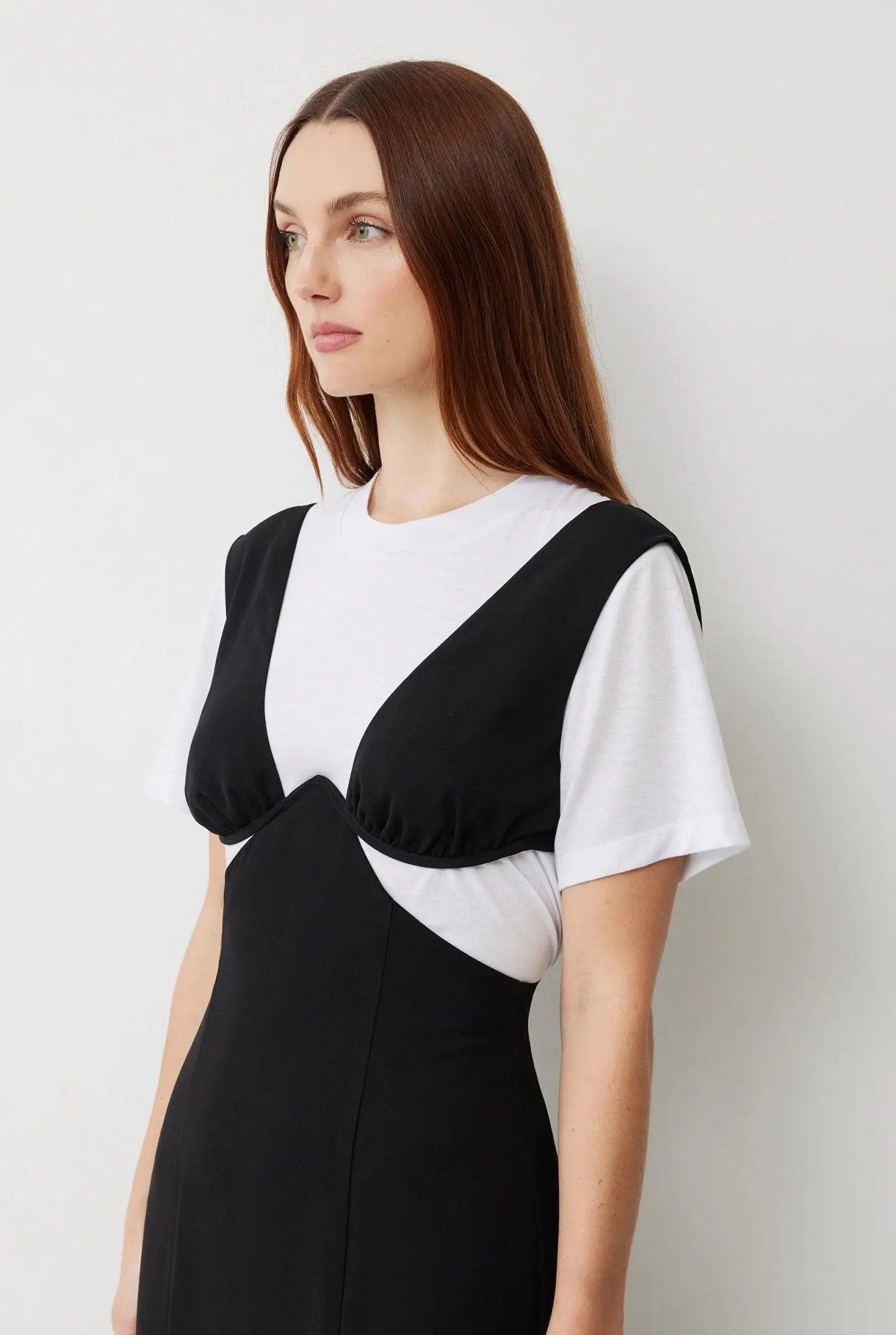 MAGGIE DRESS IN NOIR/WHITE