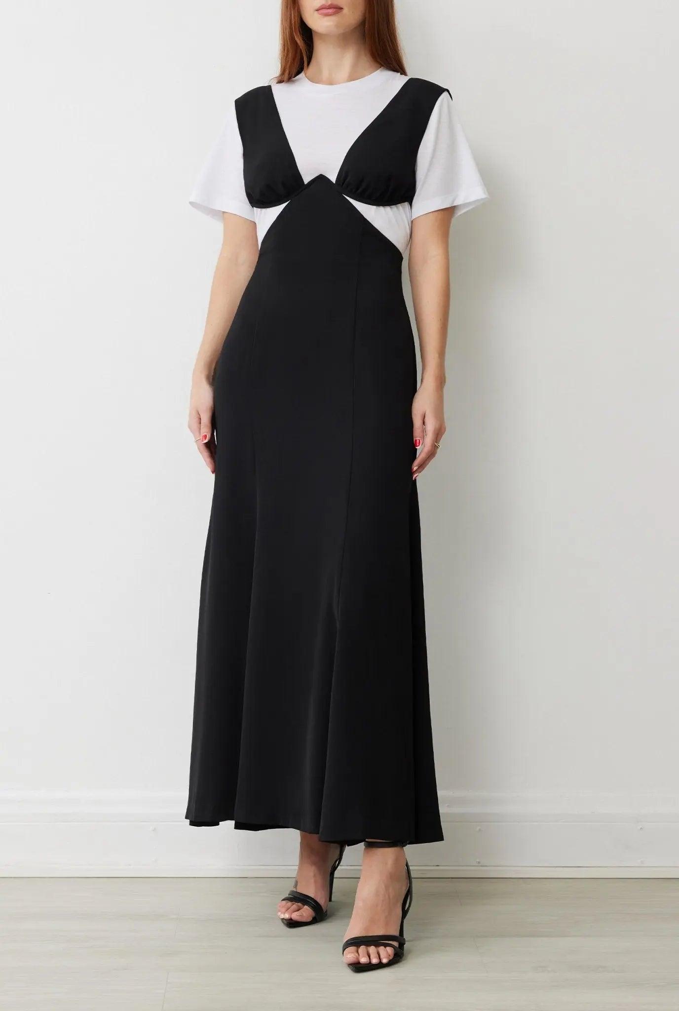 MAGGIE DRESS IN NOIR/WHITE