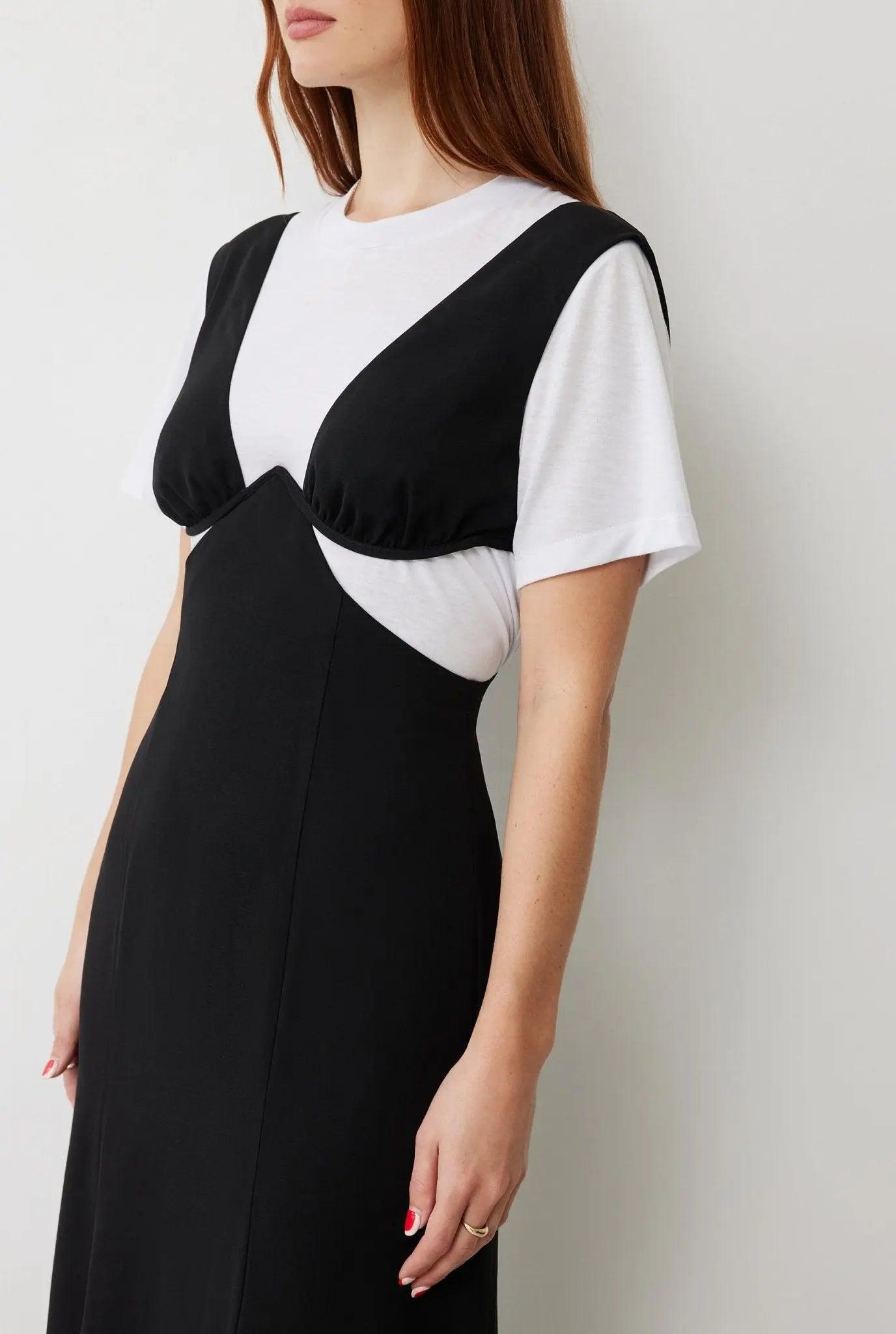 MAGGIE DRESS IN NOIR/WHITE