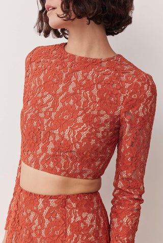 BROMLEY LS TOP IN COPPER LACE