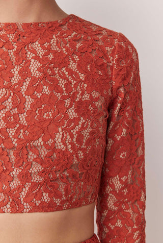 BROMLEY LS TOP IN COPPER LACE