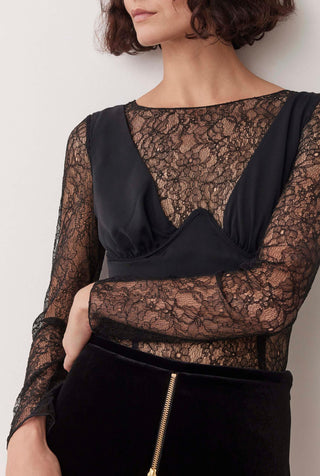 CHANTIE LACE TOP IN NOIR