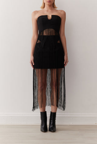 AYDEN FRINGE TOP IN NOIR