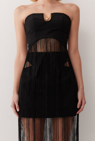 AYDEN FRINGE TOP IN NOIR