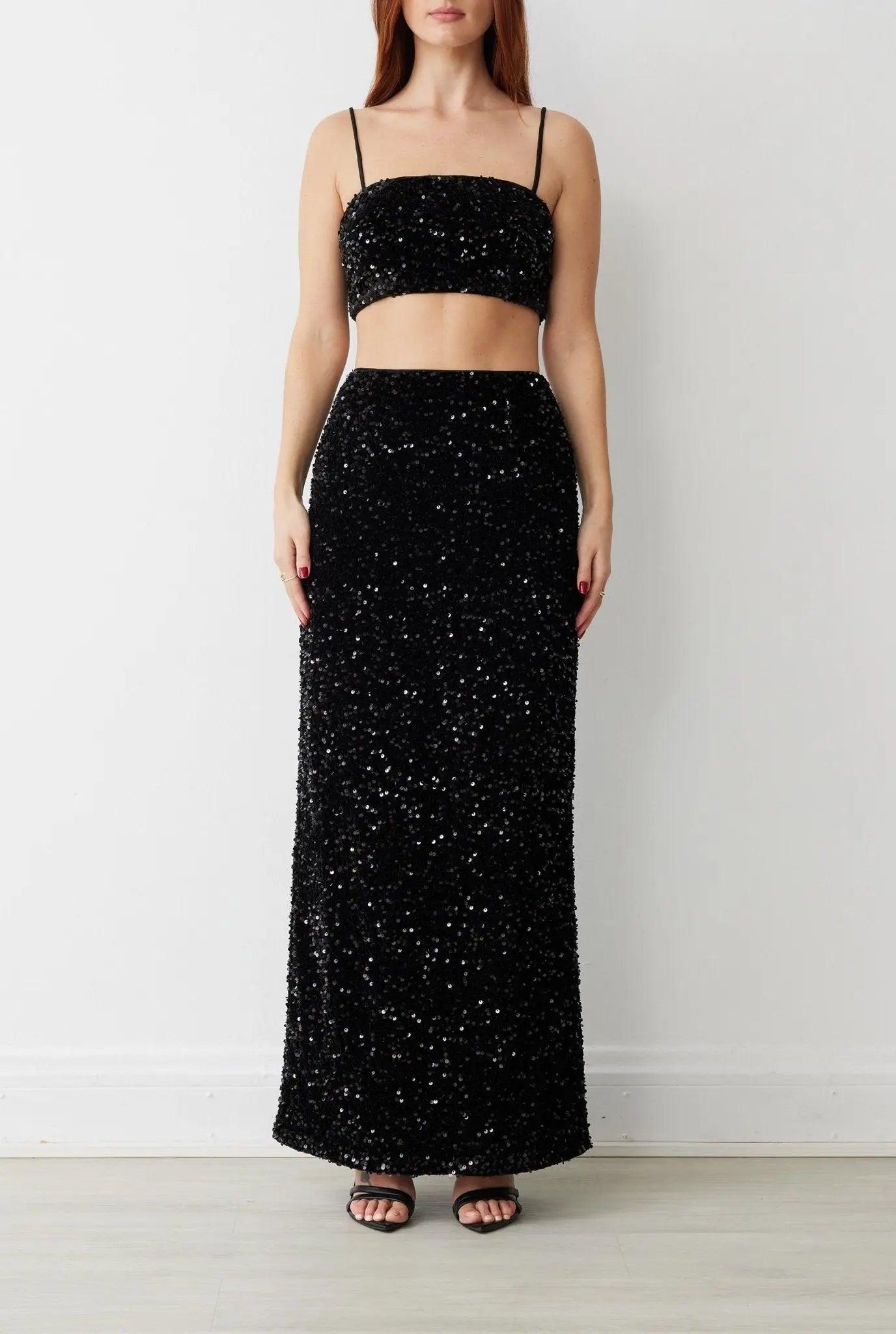 BROMLEY CROP TOP NOIR SEQUIN