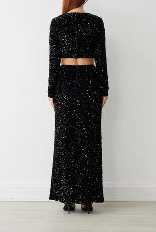 BROMLEY LS TOP IN NOIR SEQUIN