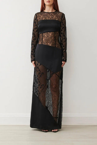 CARA LS LACE DRESS IN NOIR