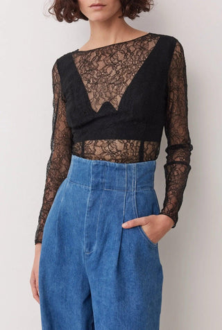 CHANTIE LACE TOP IN NOIR