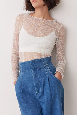 CHANTIE LACE TOP IN WHITE BOSKEMPER