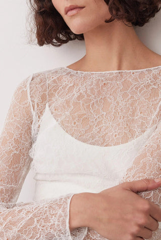 CHANTIE LACE TOP IN WHITE BOSKEMPER