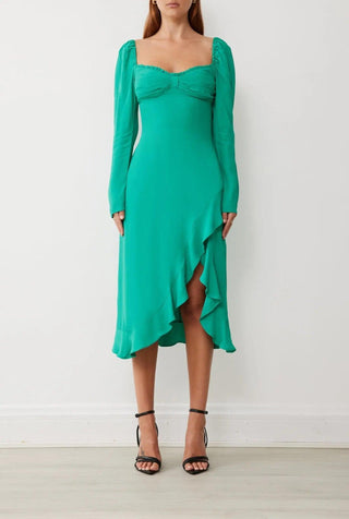 COPAIN MIDI DRESS IN EMERALD GREEN