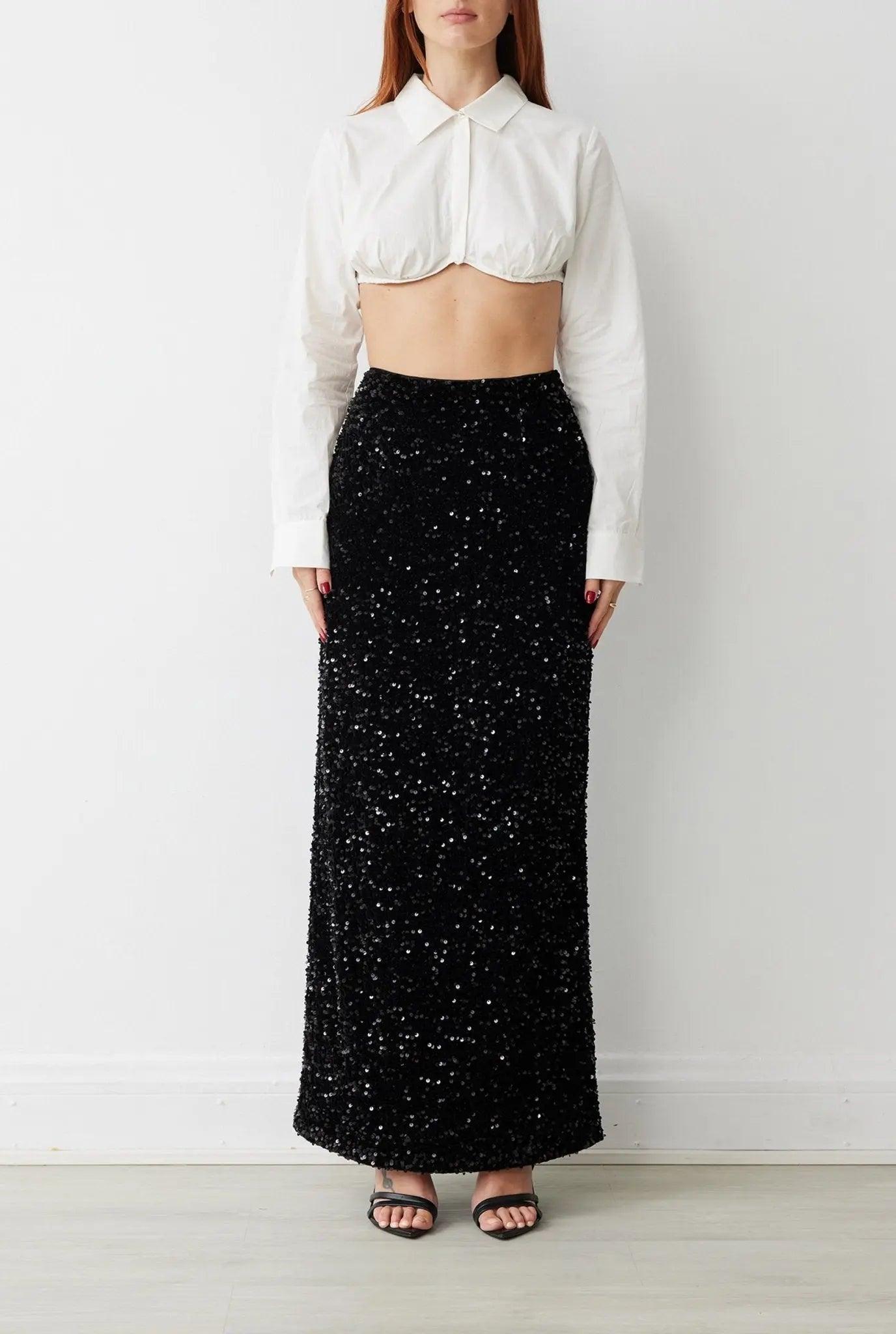 DAKOTA SKIRT IN NOIR SEQUIN