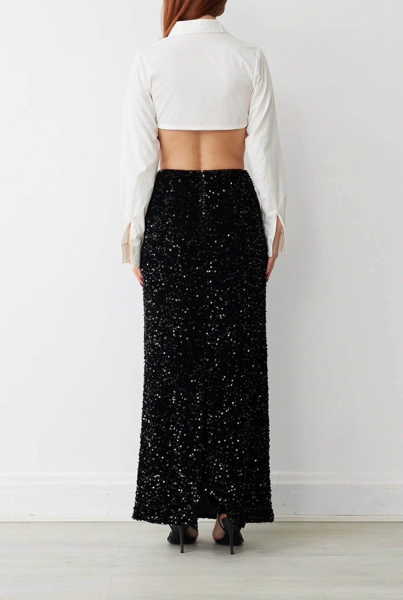 DAKOTA SKIRT IN NOIR SEQUIN