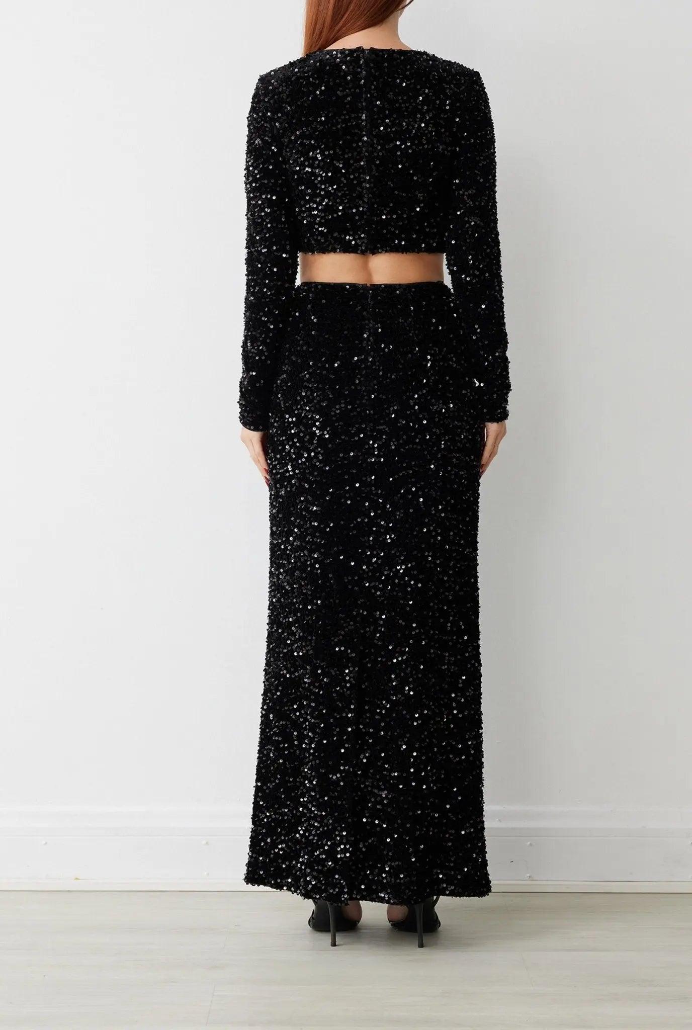 DAKOTA SKIRT IN NOIR SEQUIN