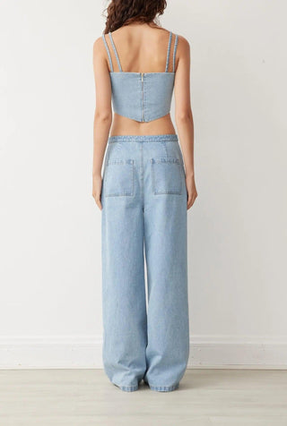 EFFIE TOP IN LIGHT BLUE DENIM