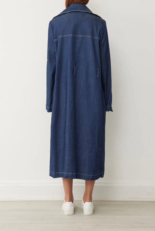 EVELYN TRENCH IN COBALT CHAMBRAY