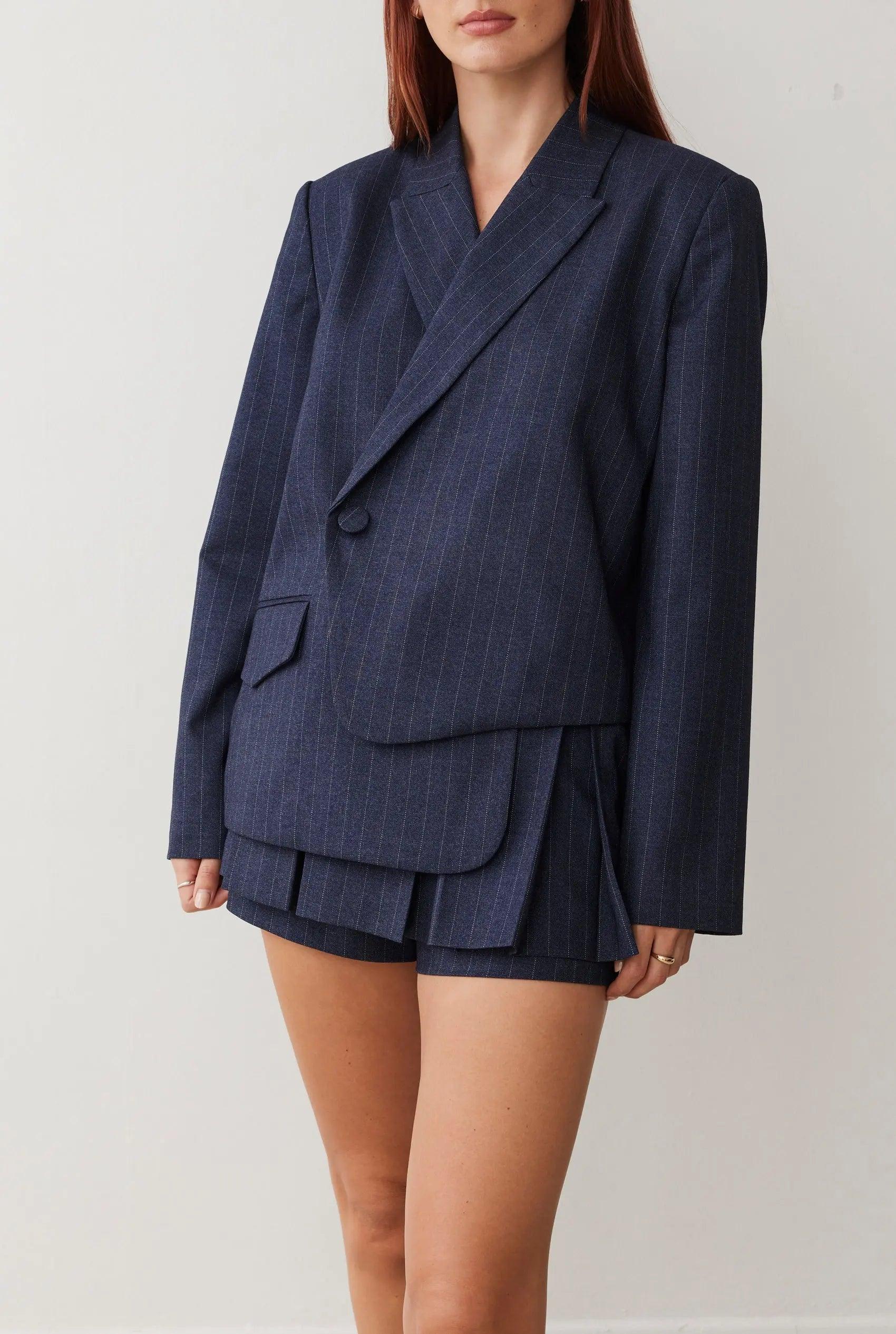 HARPER BLAZER IN NAVY PINSTRIPE BOSKEMPER