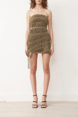 HERMES DRESS IN GOLD METALLIC