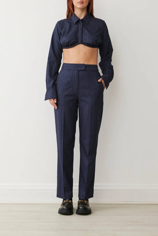 LARA LS SHIRT IN NAVY PINSTRIPE BOSKEMPER