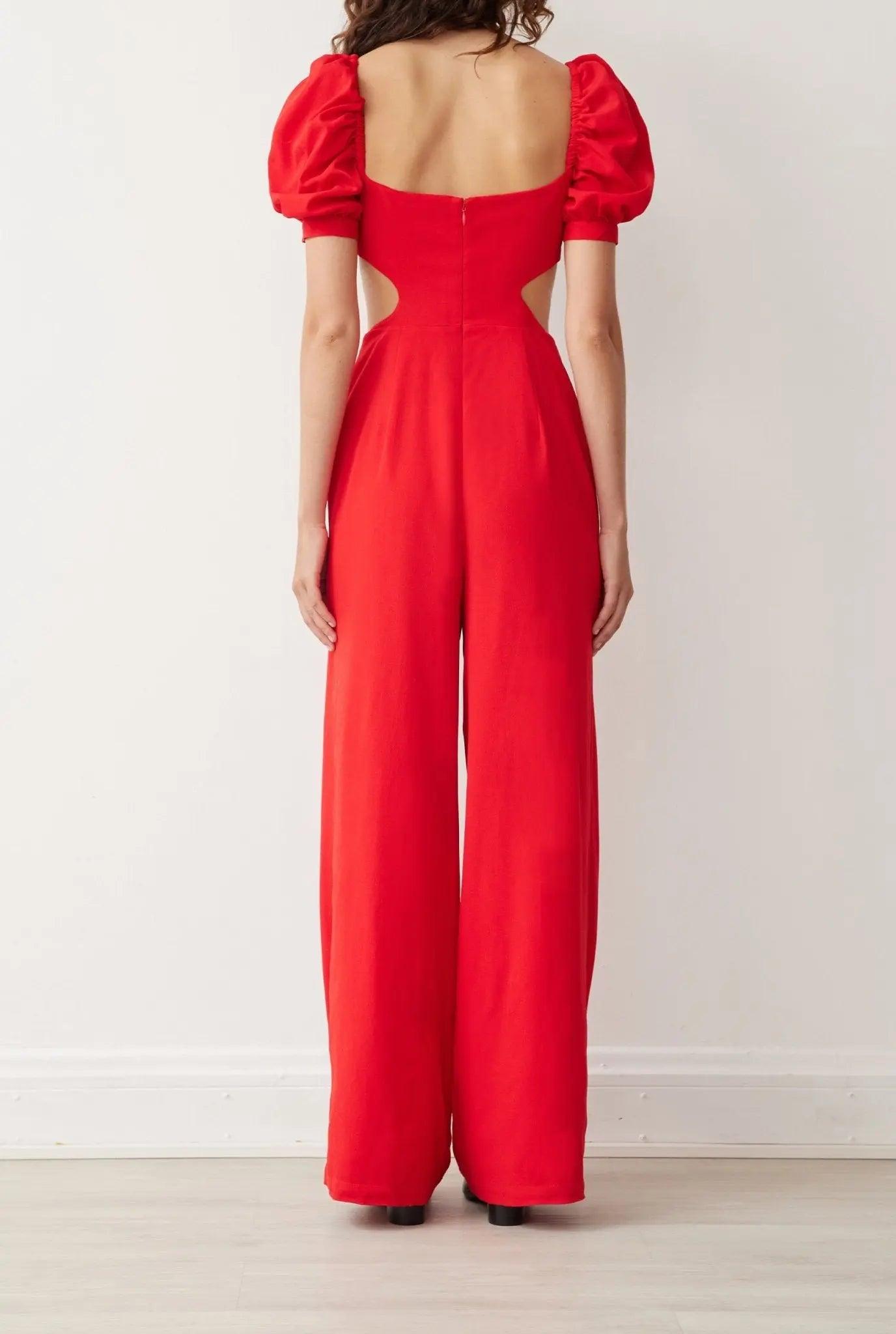 LOREN JUMPSUIT IN FLAME RED BOSKEMPER