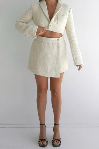 LORENZO CROP BLAZER IN IVORY