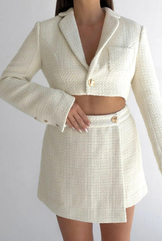 LORENZO CROP BLAZER IN IVORY