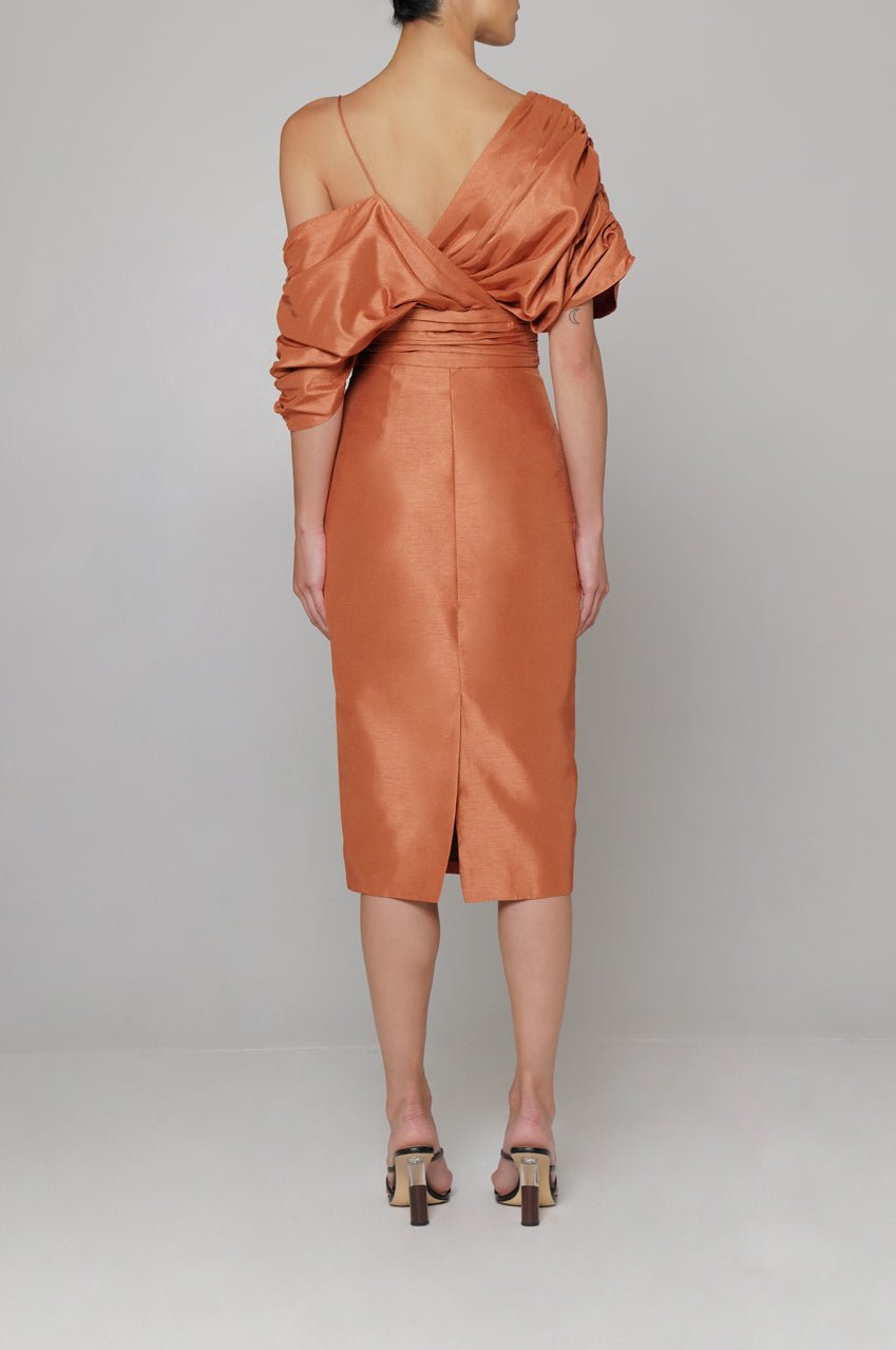 Aimi Midi Dress in Copper - BOSKEMPER