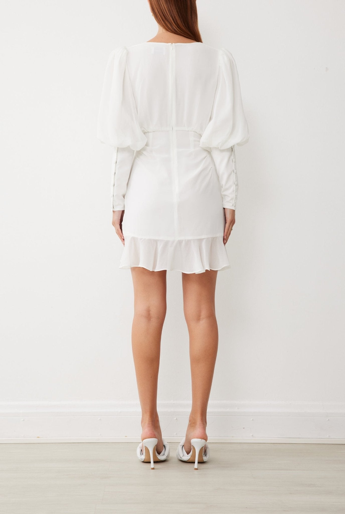 Tamar LS Dress in White - BOSKEMPER