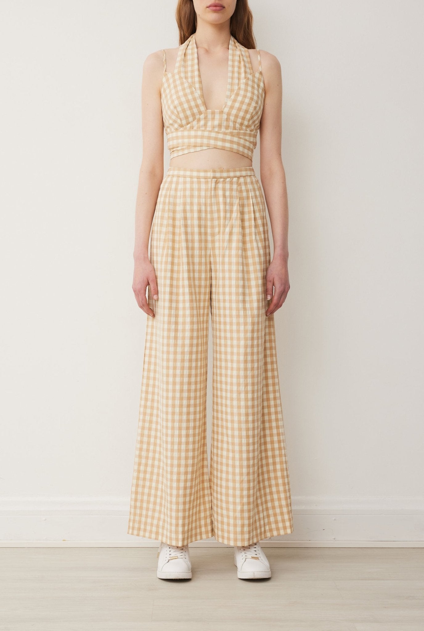 Willow Pant in Neutral Gingham - BOSKEMPER